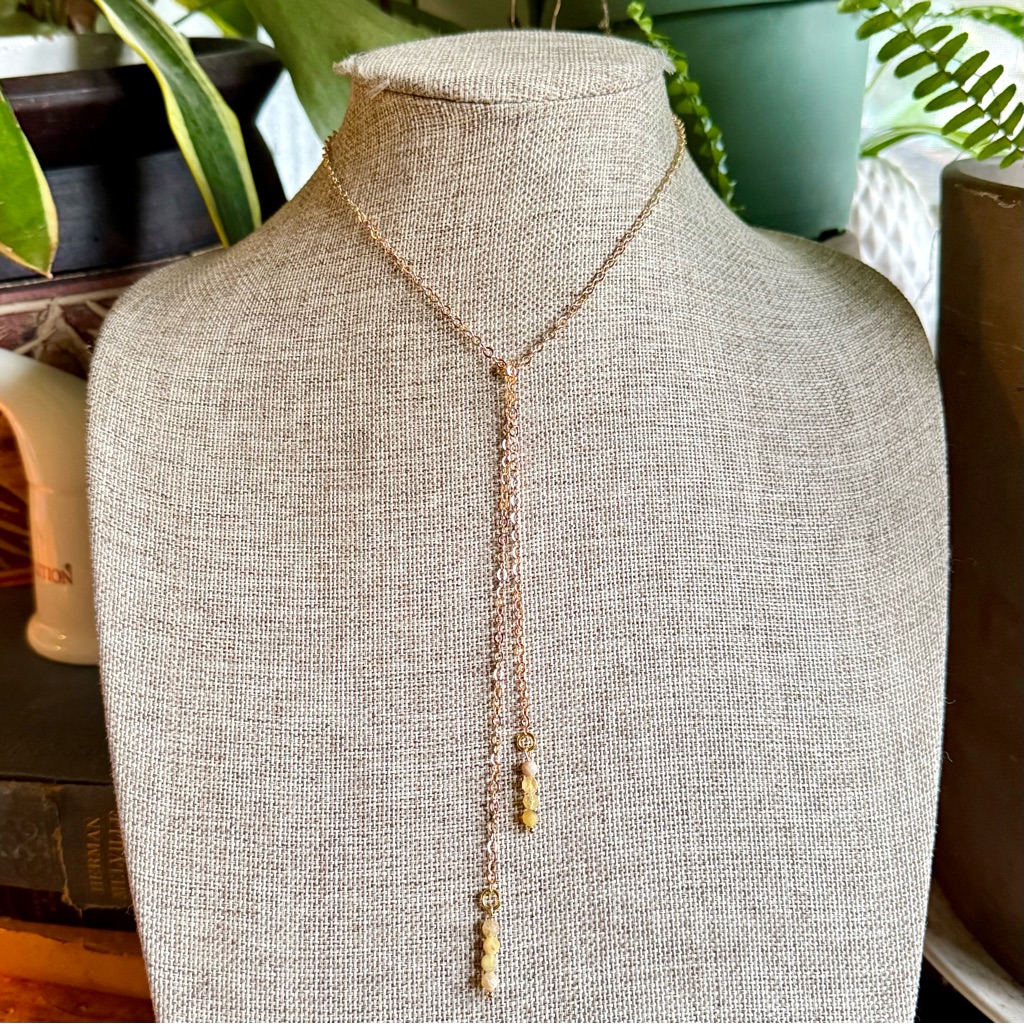Yellow Agate Lariat Necklace